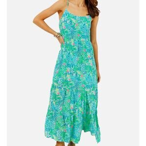 Lilly Pulitzer Teresa Maxi Dress Via Parigi Tiered Ruffles Tigers COMFY Sz Large